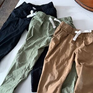 Cat and Jack Straight Pants Set - Black, Green, Tan